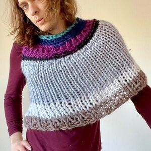 Knit Top Sweater Festival Shrug Grunge Halter